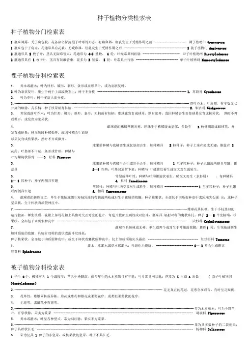 被子植物分科检索表