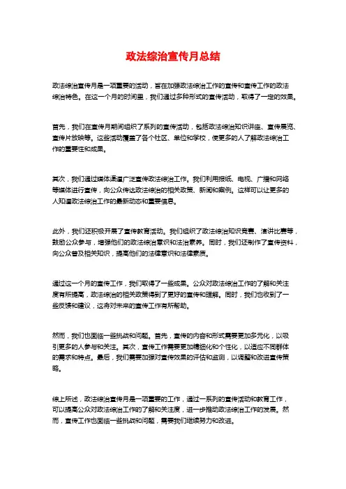 政法综治宣传月总结
