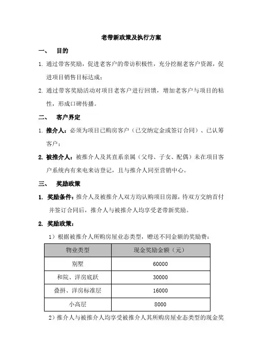 房地产项目老带新政策执行方案