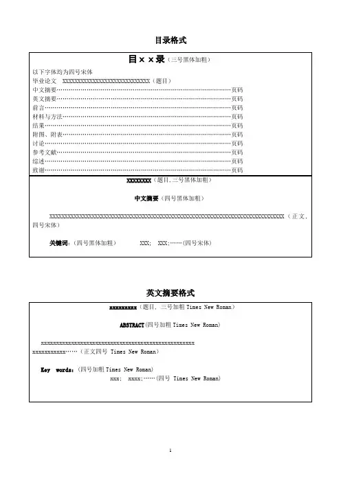 论文撰写目录格式(附件)