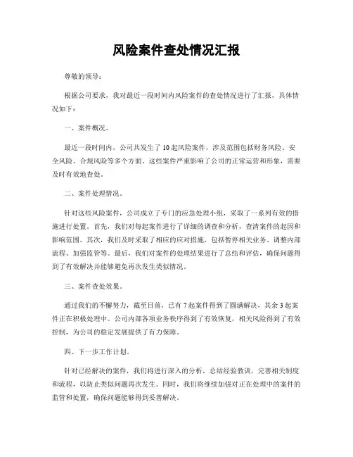 风险案件查处情况汇报