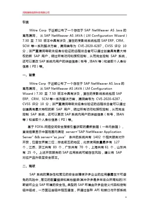 SAP安全漏洞审计及工具介绍