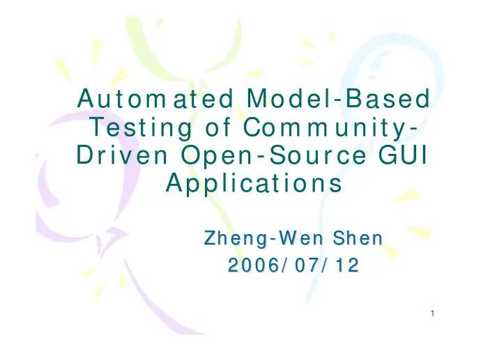 Reference  “Automated Model-Based Testing of