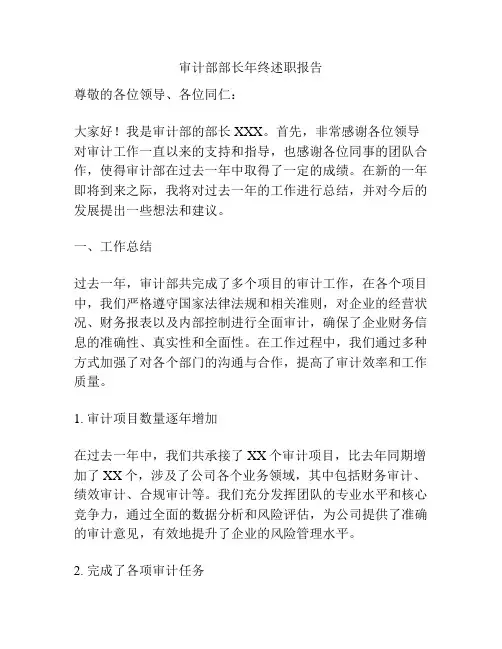 审计部部长年终述职报告