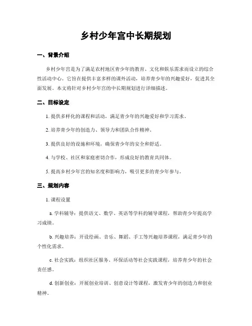 乡村少年宫中长期规划