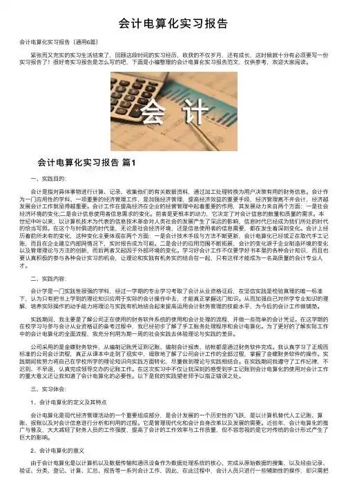 会计电算化实习报告
