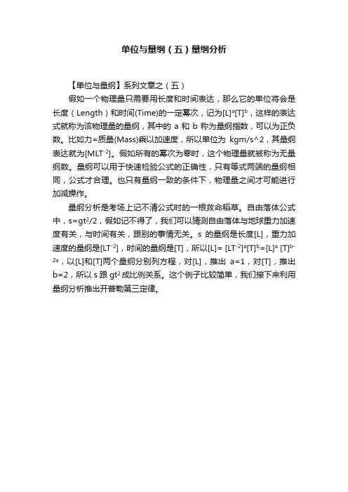 单位与量纲（五）量纲分析