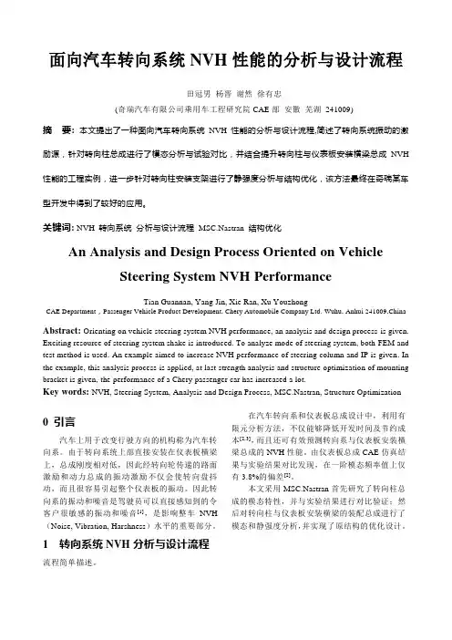 面向汽车转向系统NVH性能的分析与设计流程