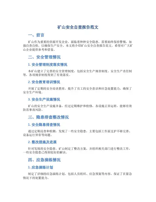 矿山安全自查报告范文