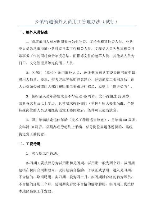 乡镇街道编外人员用工管理办法(试行)