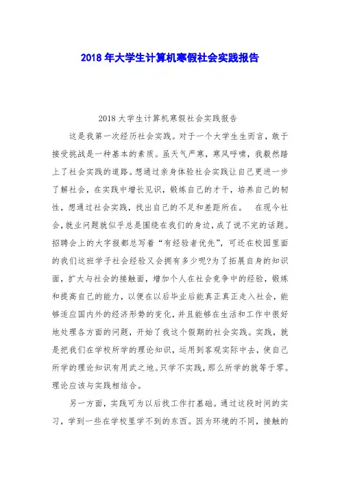 2018年大学生计算机寒假社会实践报告