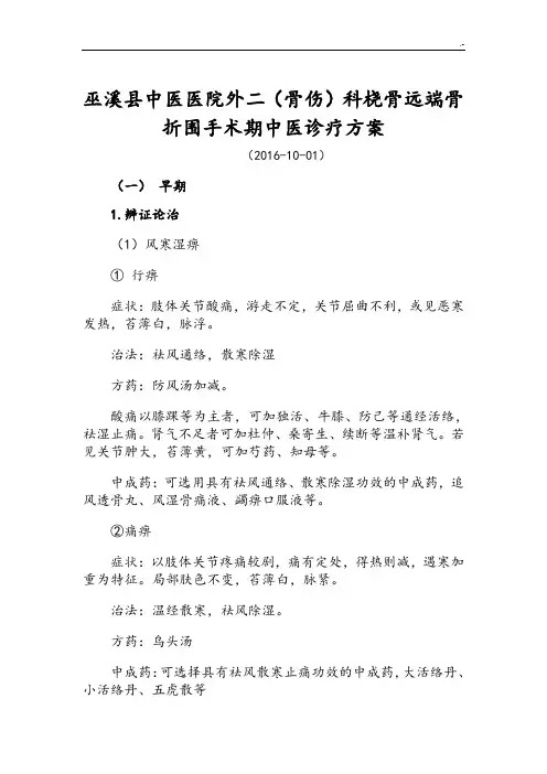 骨性关节炎中医诊疗方案计划