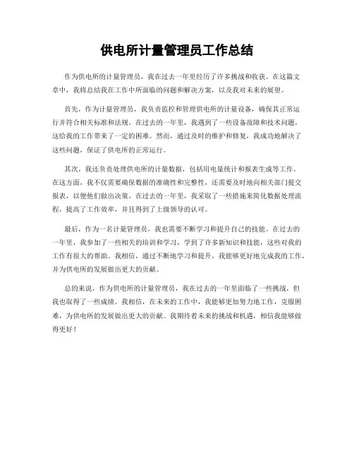 供电所计量管理员工作总结
