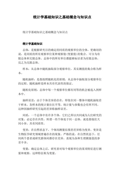 统计学基础知识之基础概念与知识点