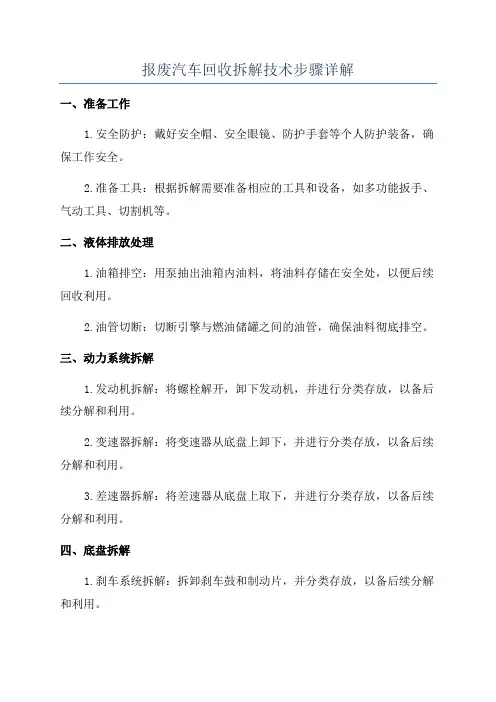 报废汽车回收拆解技术步骤详解