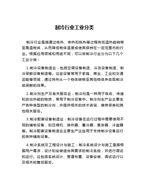 制冷行业工业分类