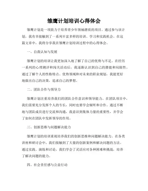 雏鹰计划培训心得体会
