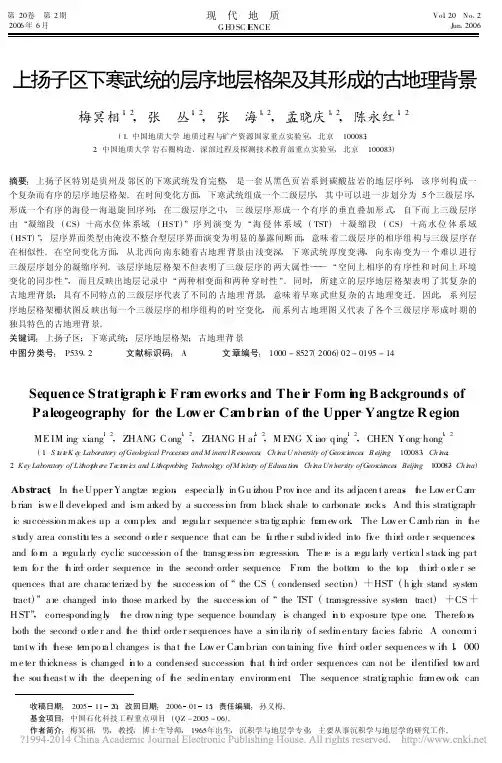 上扬子区下寒武统的层序地层格架及其形成的古地理背景_梅冥相