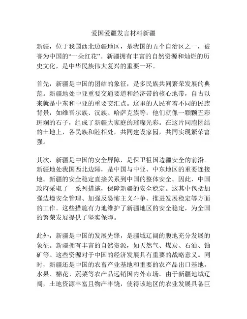 爱国爱疆发言材料新疆