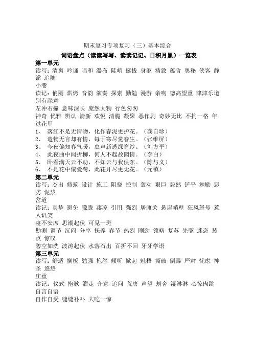 人教版六年级语文上册期末复习专项(二)句子教案