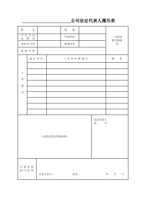 公司法定代表人履历表
