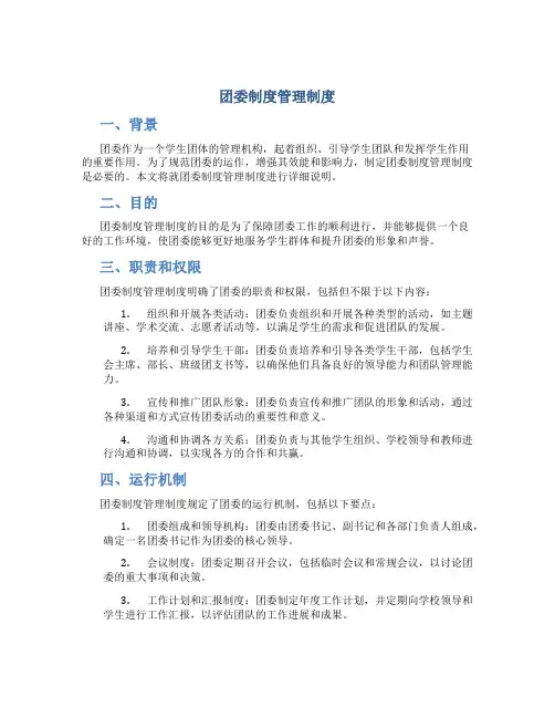 团委制度管理制度