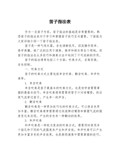 笛子指法表