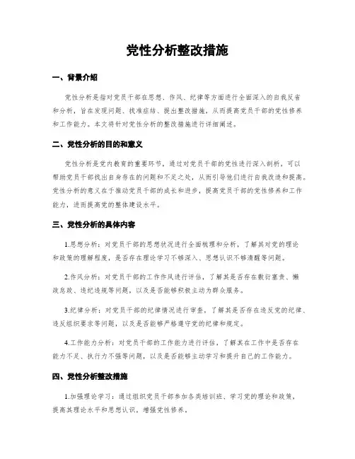 党性分析整改措施