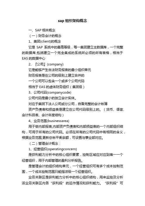 sap组织架构概念