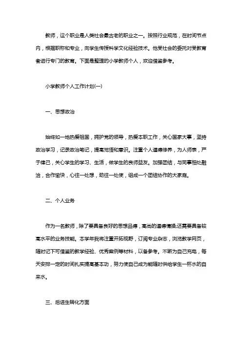 小学教师个人工作计划五篇