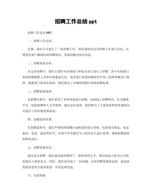 招聘工作总结ppt