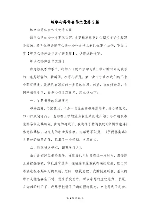 练字心得体会作文优秀5篇