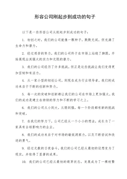 形容公司刚起步到成功的句子