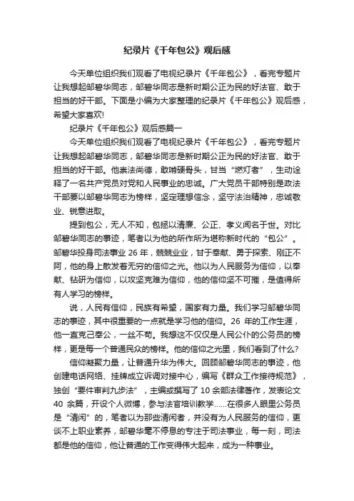 纪录片《千年包公》观后感