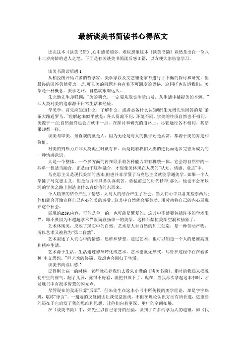 最新谈美书简读书心得范文
