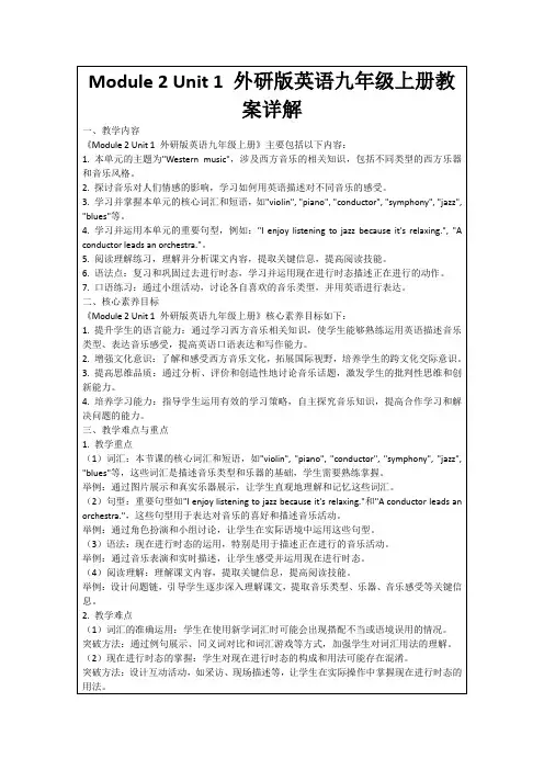 Module2Unit1外研版英语九年级上册教案详解