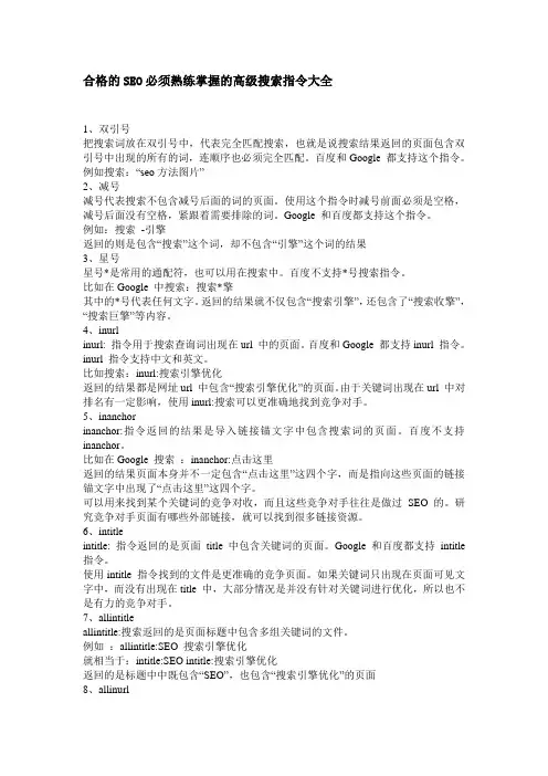 SEO高级搜索指令大全
