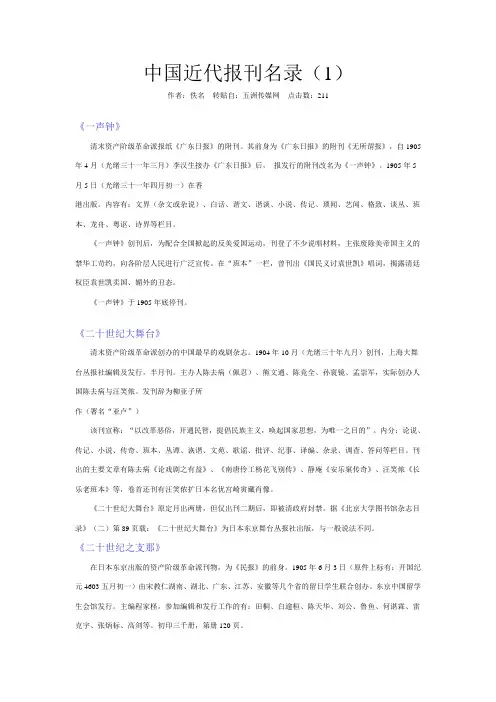 中国近代报刊名录