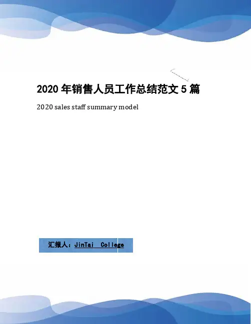 2020年销售人员工作总结范文5篇