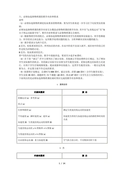 高中物理教学大纲(打印版)