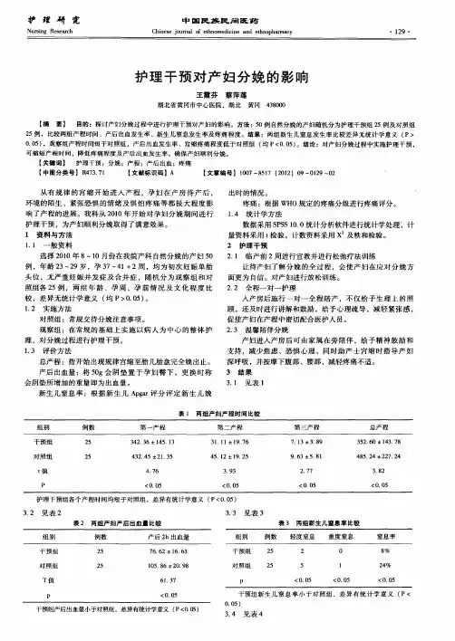 护理干预对产妇分娩的影响