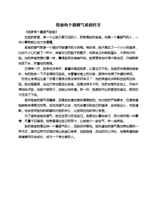 我家有个暴脾气爸爸作文