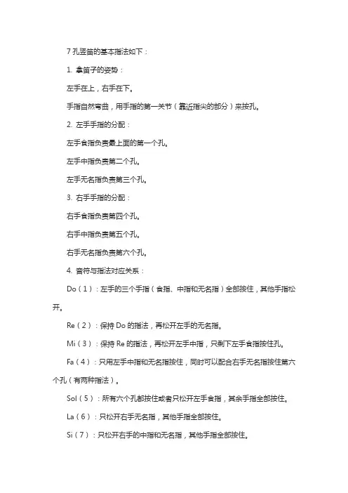 7个孔的竖笛基本指法