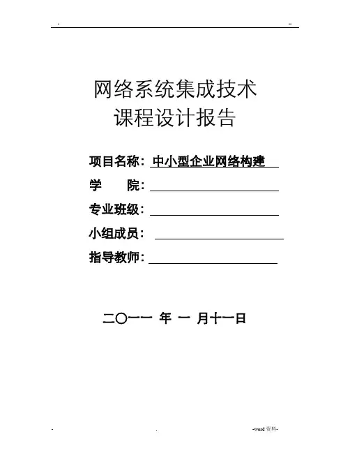 网络规划与系统集成课程设计报告