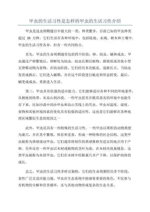 甲虫的生活习性是怎样的甲虫的生活习性介绍