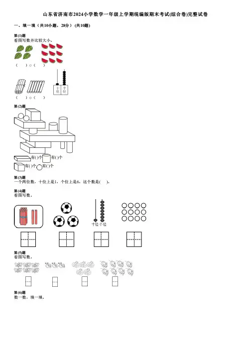 山东省济南市2024小学数学一年级上学期统编版期末考试(综合卷)完整试卷
