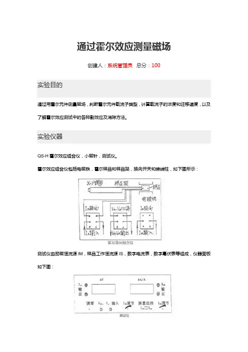 霍尔效应测磁场-实验报告