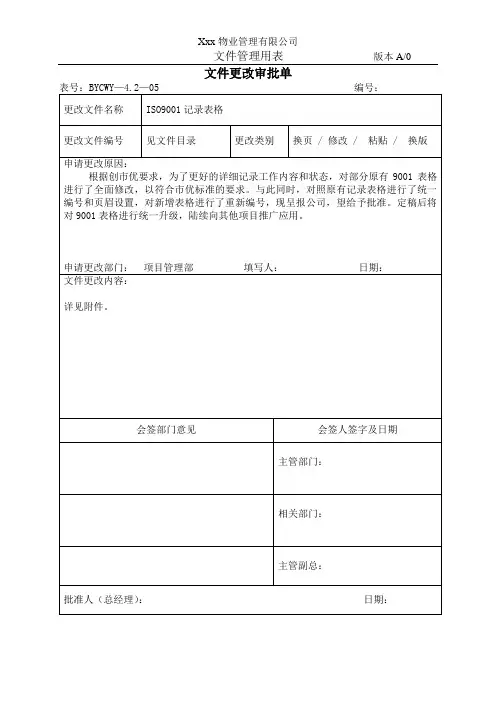 文件更改审批单