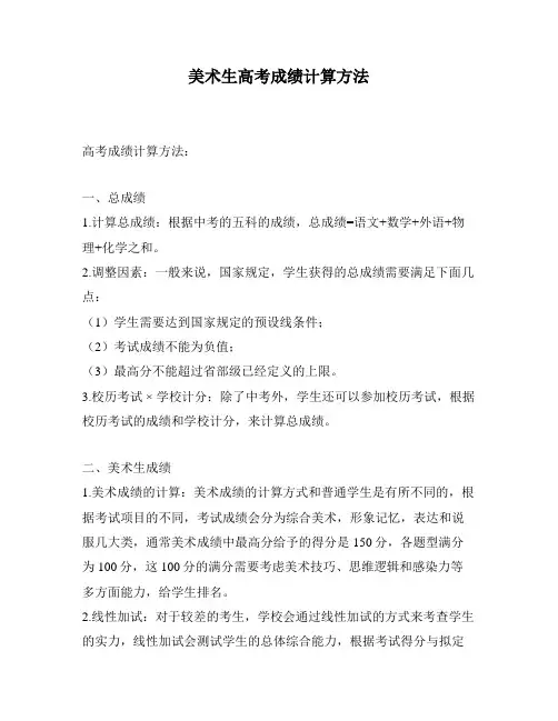 美术生高考成绩计算方法