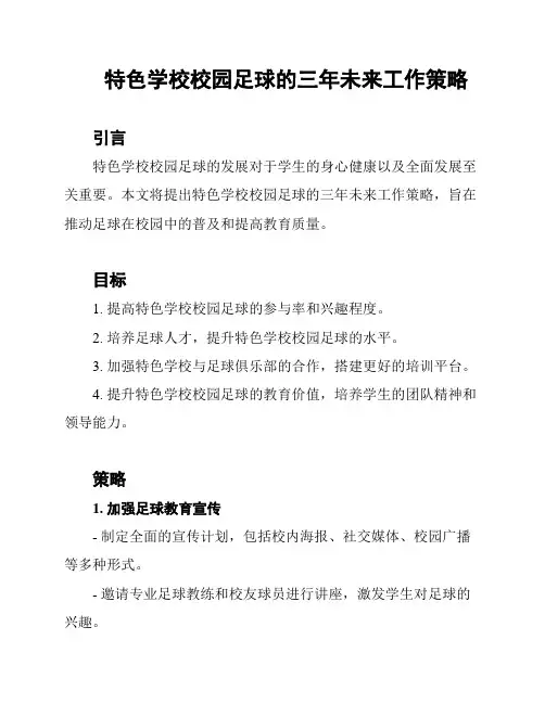 特色学校校园足球的三年未来工作策略